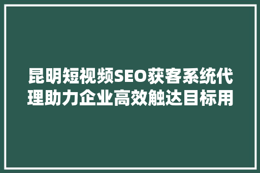 昆明短视频SEO获客系统代理助力企业高效触达目标用户，开启营销新篇章