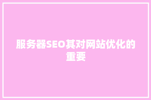 服务器SEO其对网站优化的重要