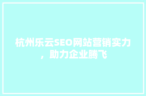 杭州乐云SEO网站营销实力，助力企业腾飞