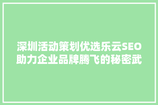 深圳活动策划优选乐云SEO助力企业品牌腾飞的秘密武器