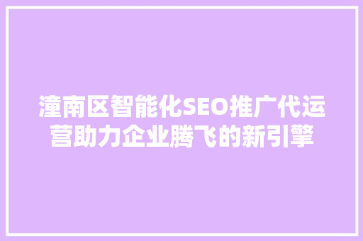 潼南区智能化SEO推广代运营助力企业腾飞的新引擎
