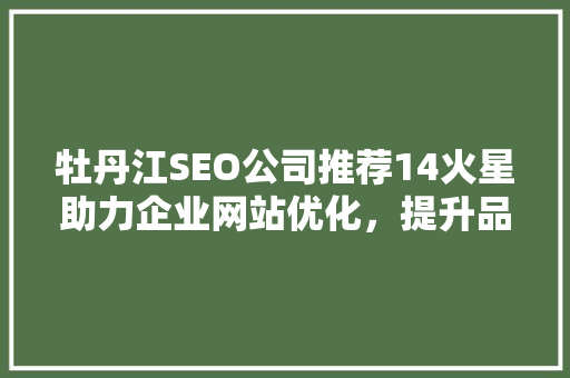 牡丹江SEO公司推荐14火星助力企业网站优化，提升品牌影响力