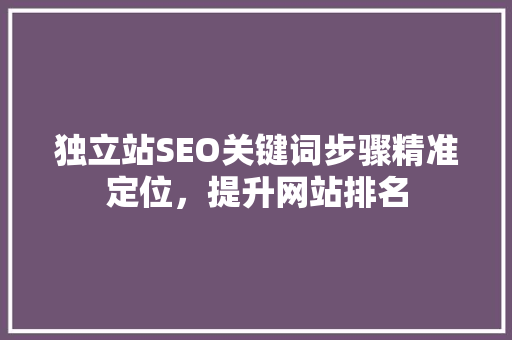 独立站SEO关键词步骤精准定位，提升网站排名