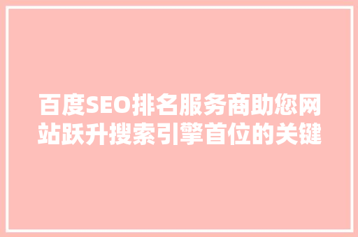 百度SEO排名服务商助您网站跃升搜索引擎首位的关键力量