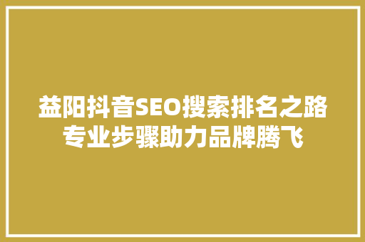 益阳抖音SEO搜索排名之路专业步骤助力品牌腾飞
