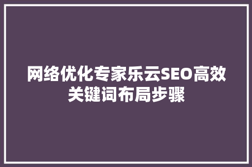 网络优化专家乐云SEO高效关键词布局步骤