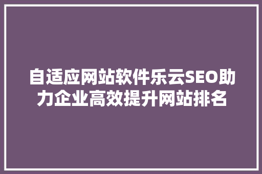 自适应网站软件乐云SEO助力企业高效提升网站排名