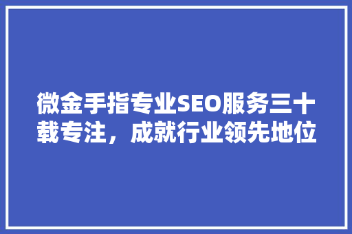 微金手指专业SEO服务三十载专注，成就行业领先地位