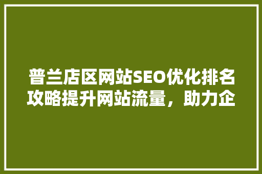 普兰店区网站SEO优化排名攻略提升网站流量，助力企业腾飞