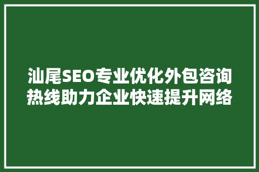 汕尾SEO专业优化外包咨询热线助力企业快速提升网络竞争力