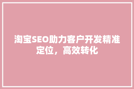 淘宝SEO助力客户开发精准定位，高效转化