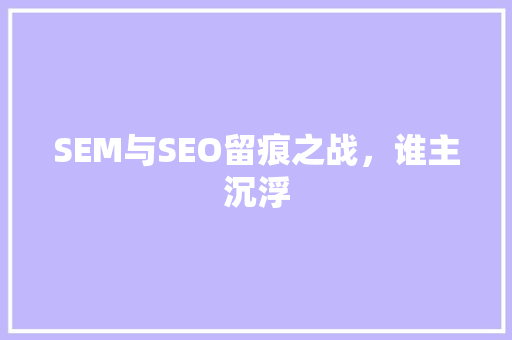 SEM与SEO留痕之战，谁主沉浮
