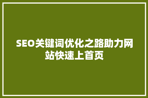 SEO关键词优化之路助力网站快速上首页