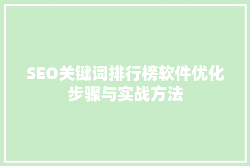 SEO关键词排行榜软件优化步骤与实战方法