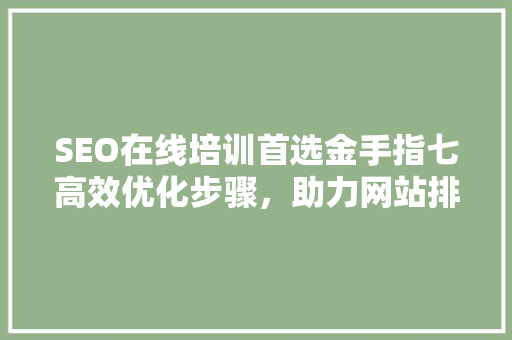 SEO在线培训首选金手指七高效优化步骤，助力网站排名飙升