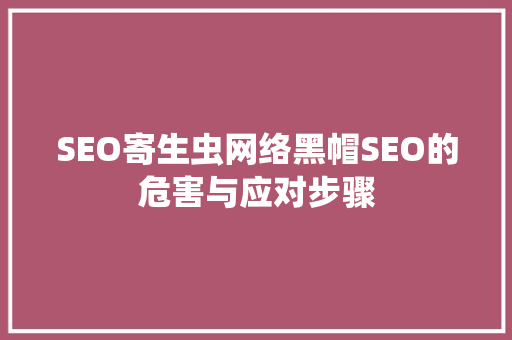 SEO寄生虫网络黑帽SEO的危害与应对步骤