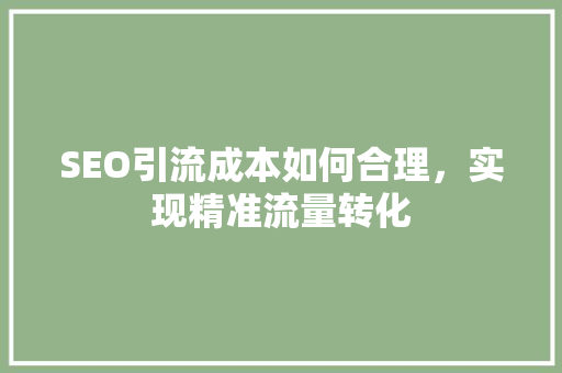 SEO引流成本如何合理，实现精准流量转化