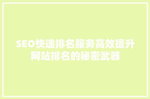 SEO快速排名服务高效提升网站排名的秘密武器