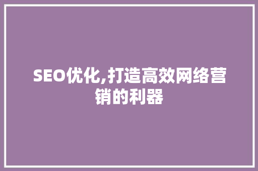 SEO优化,打造高效网络营销的利器