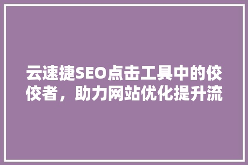云速捷SEO点击工具中的佼佼者，助力网站优化提升流量