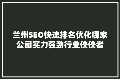 兰州SEO快速排名优化哪家公司实力强劲行业佼佼者
