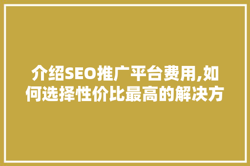 介绍SEO推广平台费用,如何选择性价比最高的解决方法