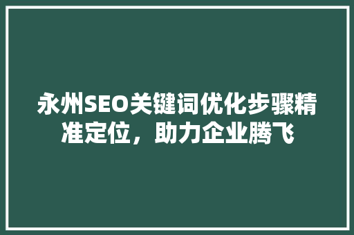永州SEO关键词优化步骤精准定位，助力企业腾飞