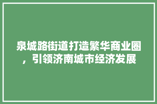 泉城路街道打造繁华商业圈，引领济南城市经济发展