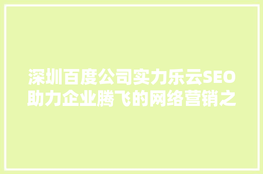 深圳百度公司实力乐云SEO助力企业腾飞的网络营销之路