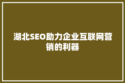 湖北SEO助力企业互联网营销的利器