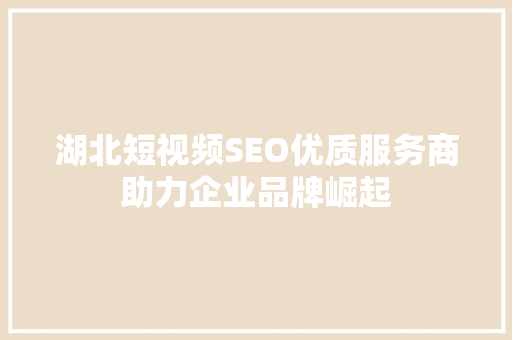 湖北短视频SEO优质服务商助力企业品牌崛起