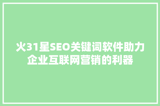 火31星SEO关键词软件助力企业互联网营销的利器
