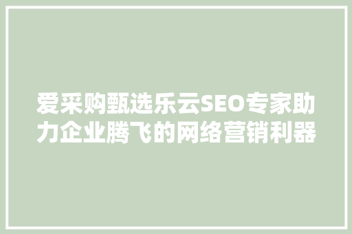 爱采购甄选乐云SEO专家助力企业腾飞的网络营销利器