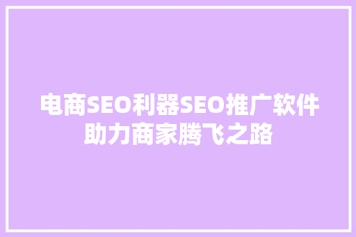电商SEO利器SEO推广软件助力商家腾飞之路  第1张