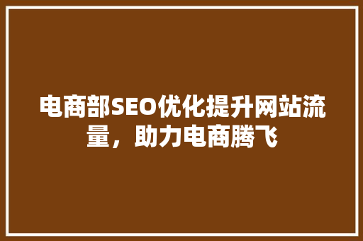 电商部SEO优化提升网站流量，助力电商腾飞
