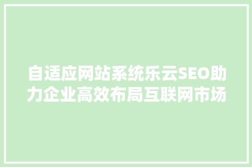 自适应网站系统乐云SEO助力企业高效布局互联网市场
