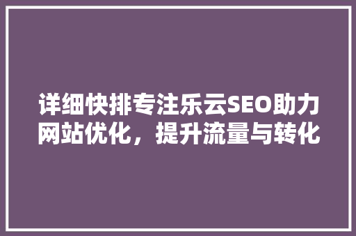 详细快排专注乐云SEO助力网站优化，提升流量与转化率