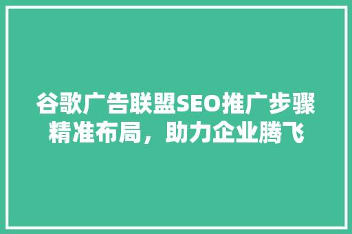 谷歌广告联盟SEO推广步骤精准布局，助力企业腾飞