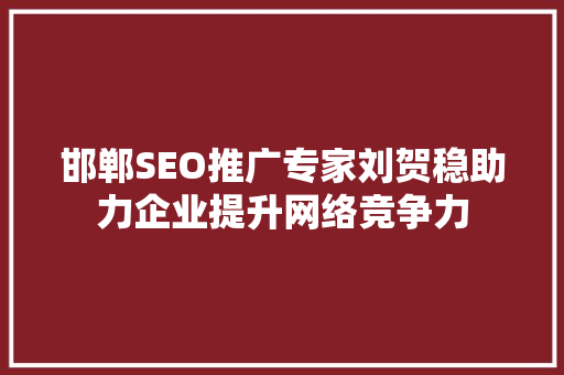 邯郸SEO推广专家刘贺稳助力企业提升网络竞争力
