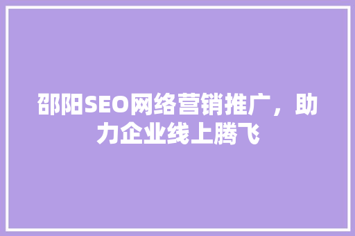 邵阳SEO网络营销推广，助力企业线上腾飞