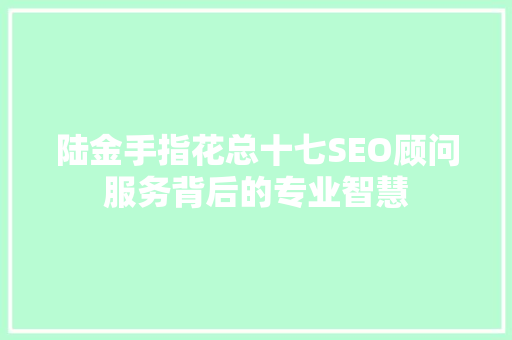 陆金手指花总十七SEO顾问服务背后的专业智慧