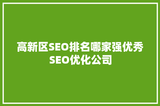 高新区SEO排名哪家强优秀SEO优化公司