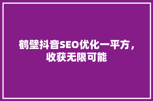 鹤壁抖音SEO优化一平方，收获无限可能
