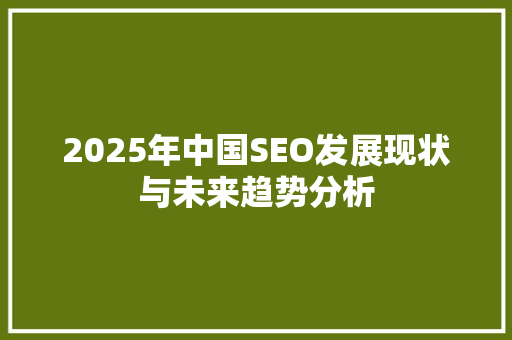 2025年中国SEO发展现状与未来趋势分析
