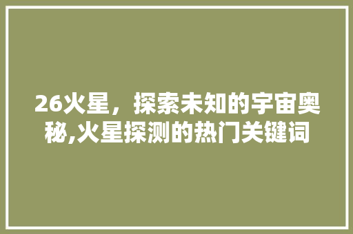 26火星，探索未知的宇宙奥秘,火星探测的热门关键词