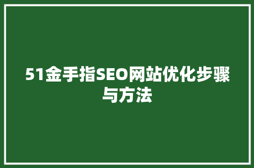 51金手指SEO网站优化步骤与方法