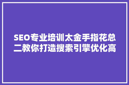 SEO专业培训太金手指花总二教你打造搜索引擎优化高手的方法
