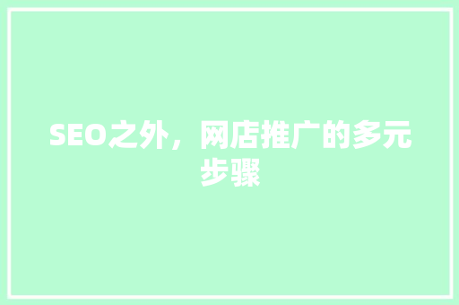 SEO之外，网店推广的多元步骤