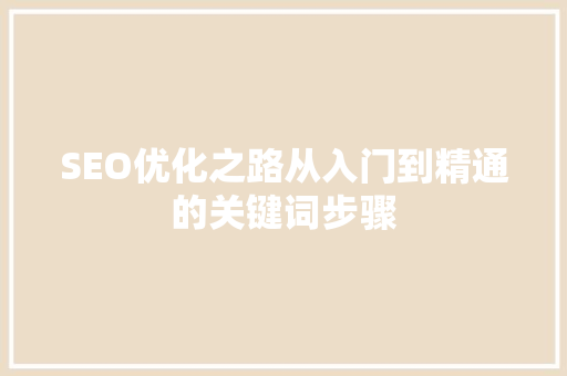 SEO优化之路从入门到精通的关键词步骤