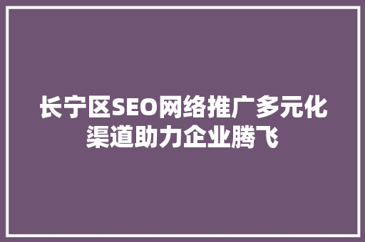 长宁区SEO网络推广多元化渠道助力企业腾飞